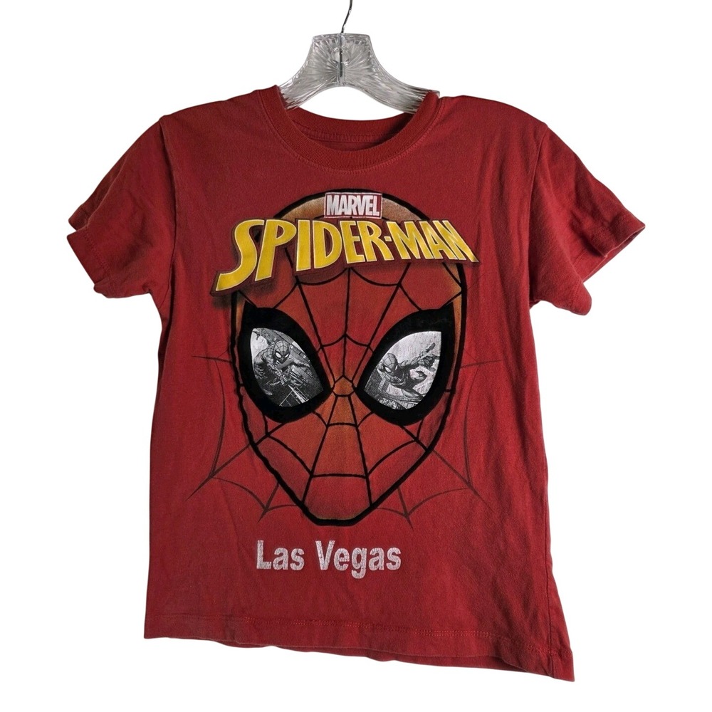 Marvel Spider-Man T-Shirt Kids Size S Red Las Vegas Graphic Tee Short Sleeve